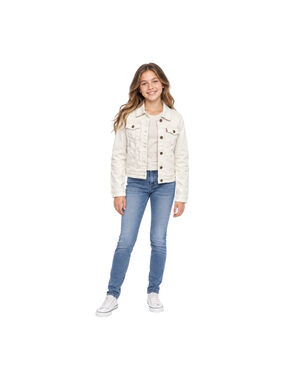Levi’s Girls White Denim Trucker Jacket Size L 12–13 Years Stretch